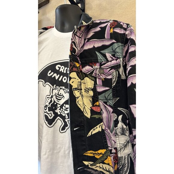 LEVI STRAUSS & Co Hawaiian Tropical Island Party Denim Trucker Jacket Jeans M - Picture 4 of 6